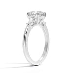 Round Cut Tapered Baguette Three Stone Diamond Engagement Ring - Intou