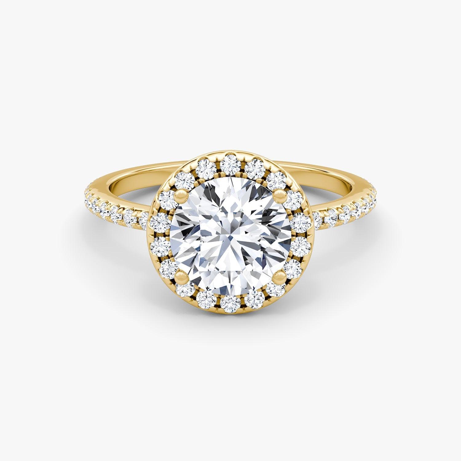 Round Halo Pave Engagement Ring - Intou