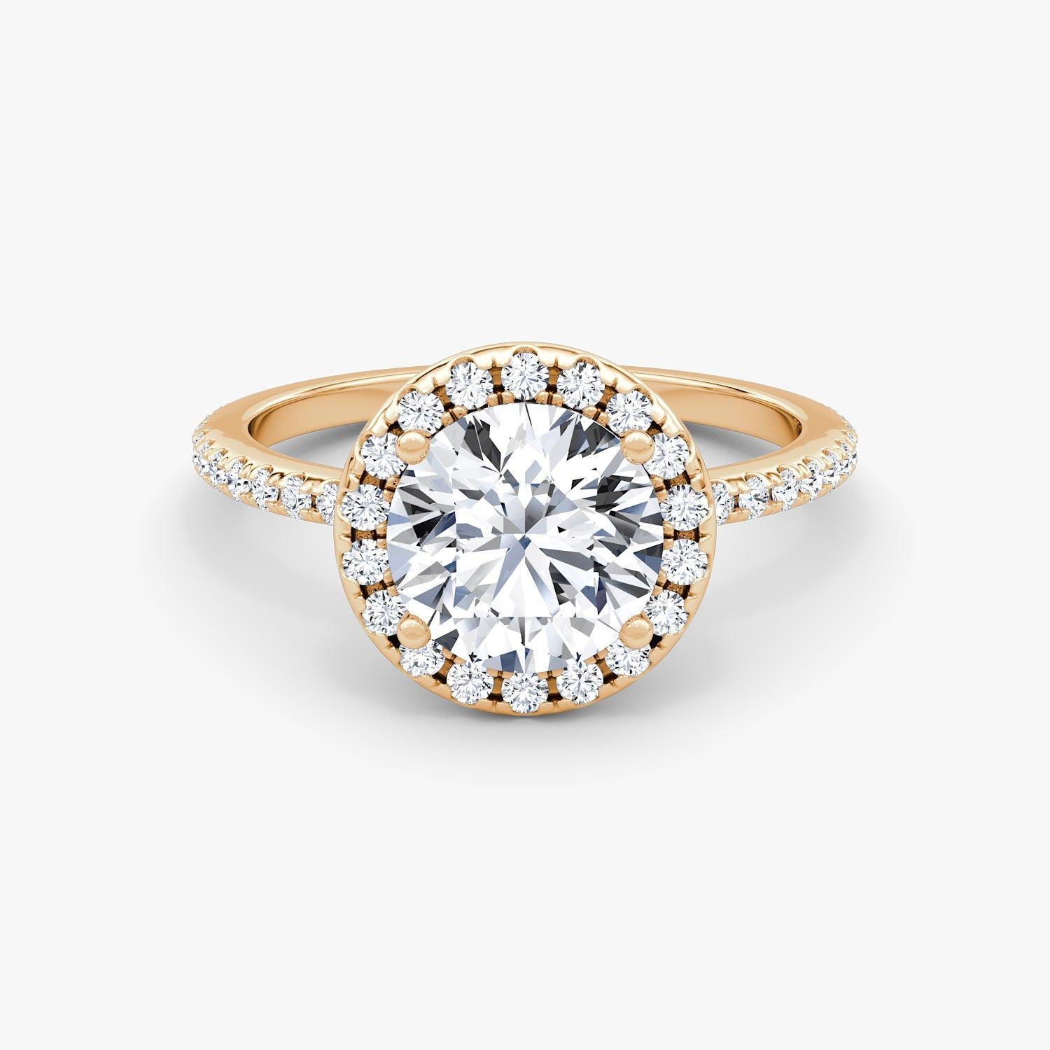 Round Halo Pave Engagement Ring - Intou