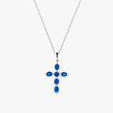 Royal Bleu 18K White Gold Blue Sapphire Cross Pendant