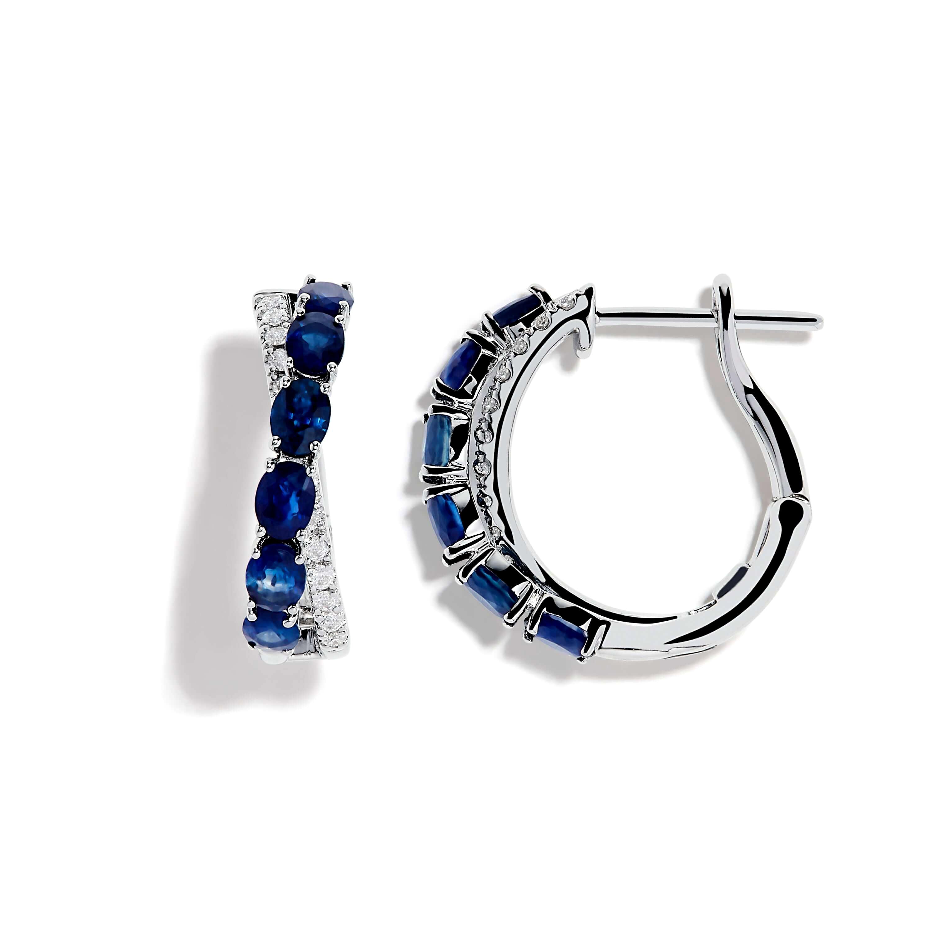 Sapphire Diamond Hoop Earrings - Intou