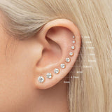 (Single)Invisible Set Round Cut Diamond Stud Earring - Intou