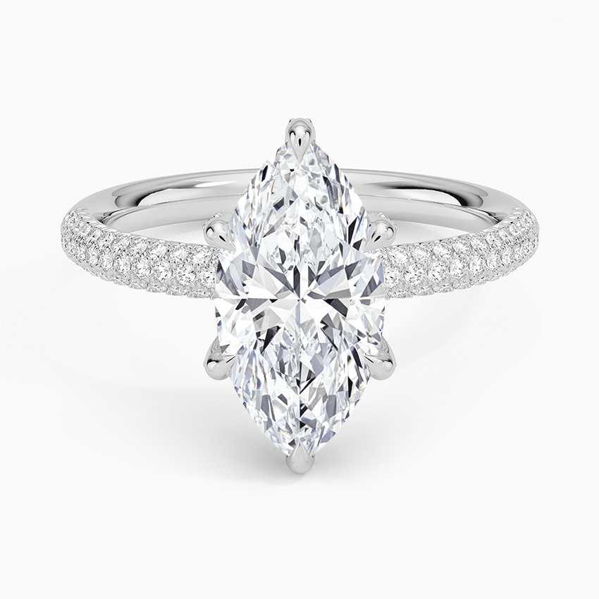 The Pavé Dome Marquise Engagement Ring - Intou