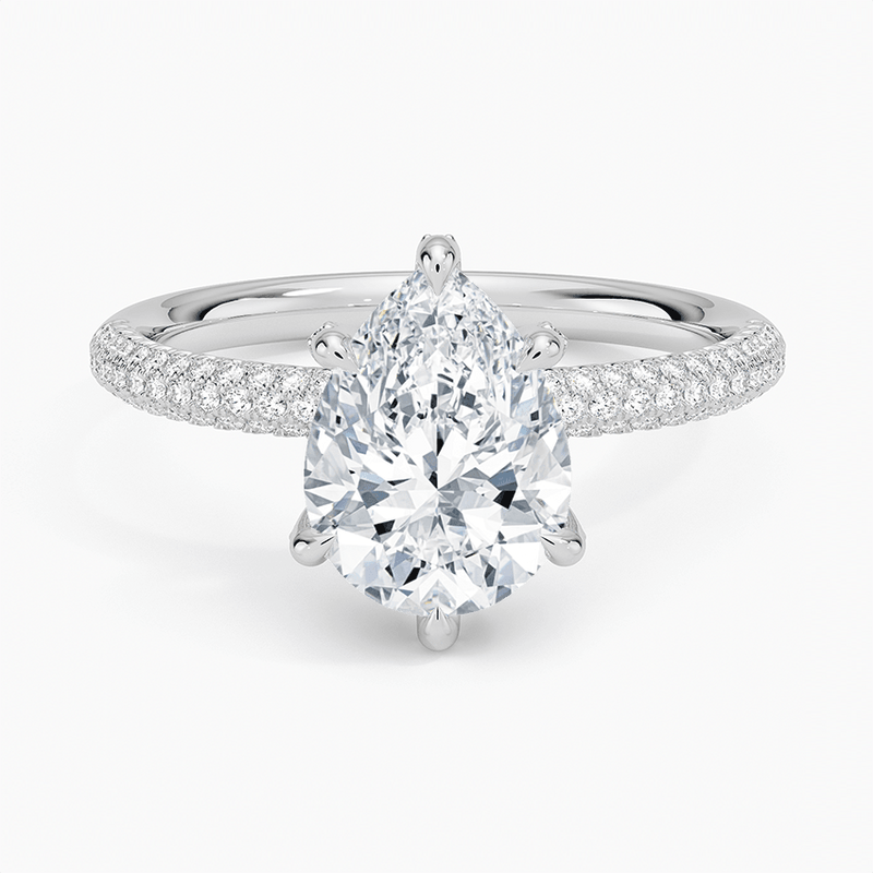 The Pavé Dome Pear Engagement Ring - Intou