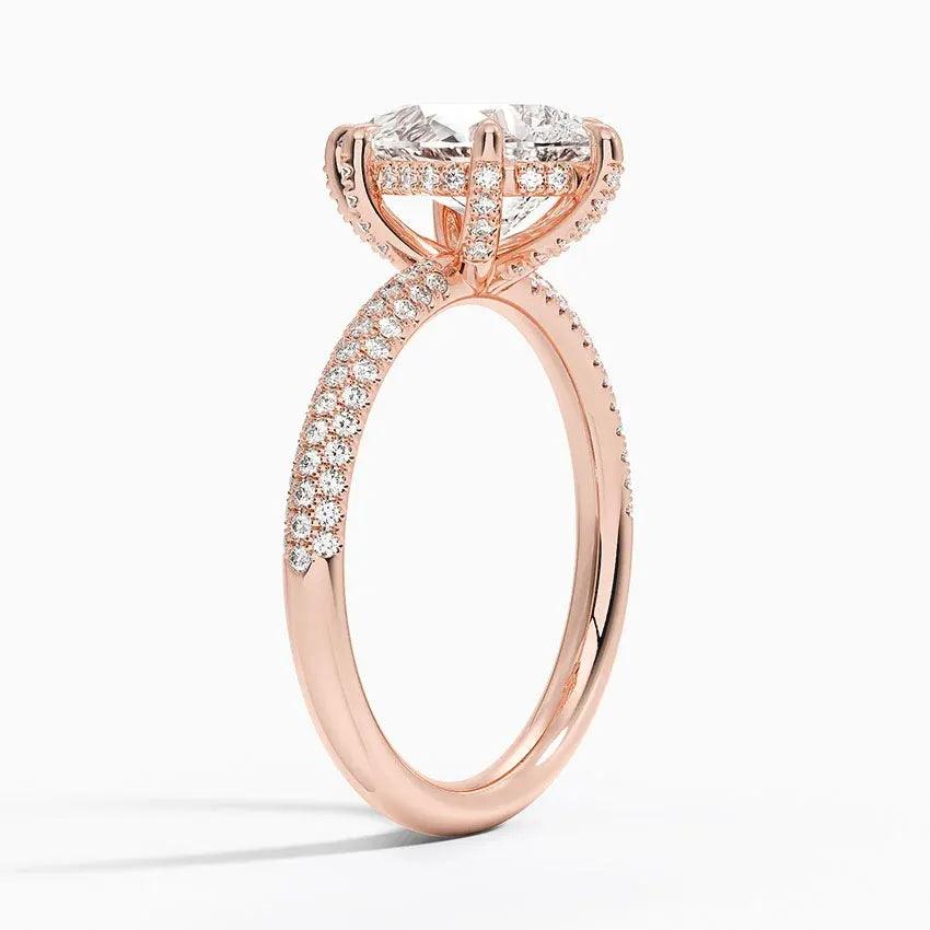 The Pavé Dome Pear Engagement Ring - Intou