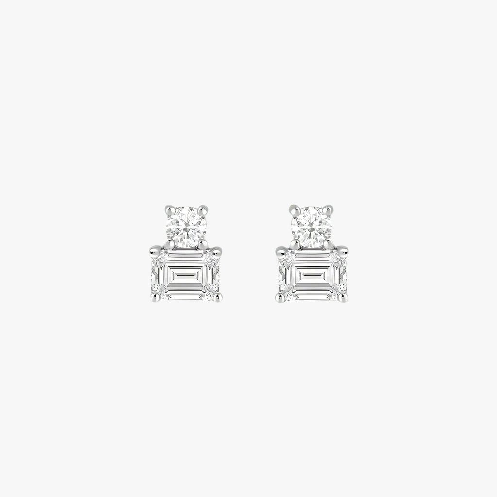 The Toi et Moi Emerald and Round Stud Earrings - Intou