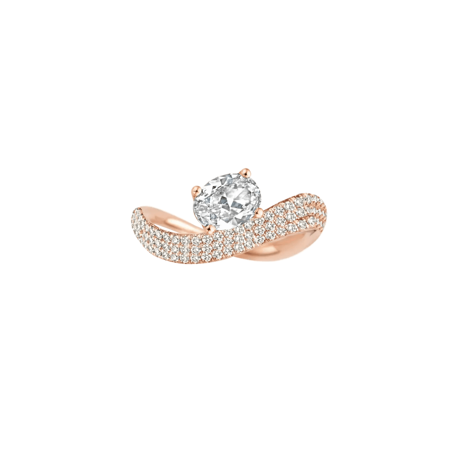 Wave Pavé Oval Ring - Intou