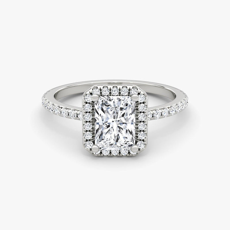 Radiant Halo Pave Engagement Ring - Intou